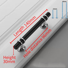 Load image into Gallery viewer, 2pcs Aluminum Alloy Black Gold Door Handle Wardrobe Kitchen Cabinet Drawer Solid  Handle

