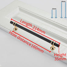Load image into Gallery viewer, 2pcs Aluminum Alloy Black Gold Door Handle Wardrobe Kitchen Cabinet Drawer Solid  Handle
