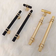 Load image into Gallery viewer, 2pcs Aluminum Alloy Black Gold Door Handle Wardrobe Kitchen Cabinet Drawer Solid  Handle
