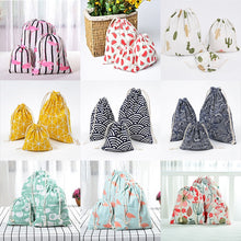 Load image into Gallery viewer, 3-Piece Set Travel Travel Drawstring Cotton Storage Bag, White with Green Leaves
