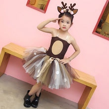 Lade das Bild in den Galerie-Viewer, 2-8 Years Little Girls Eve Xmas Dress up Party Dresses Kids Deer Animal Tutu Dress with Headband
