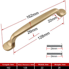 Lade das Bild in den Galerie-Viewer, 2pcs Matte Gold Cabinet Handles Solid Aluminum Alloy Kitchen Cupboard Pulls Drawer Knobs
