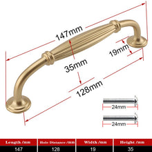 Lade das Bild in den Galerie-Viewer, 2pcs Matte Gold Cabinet Handles Solid Aluminum Alloy Kitchen Cupboard Pulls Drawer Knobs
