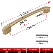 Lade das Bild in den Galerie-Viewer, 2pcs Matte Gold Cabinet Handles Solid Aluminum Alloy Kitchen Cupboard Pulls Drawer Knobs
