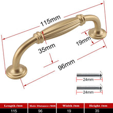 Lade das Bild in den Galerie-Viewer, 2pcs Matte Gold Cabinet Handles Solid Aluminum Alloy Kitchen Cupboard Pulls Drawer Knobs
