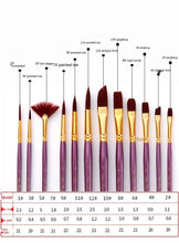 Load image into Gallery viewer, 12 PCs Nylon Hair Brush Purple Rod Watercolor Brush Pens Set
