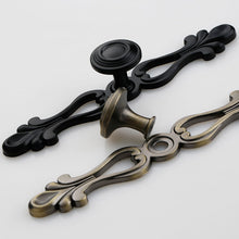 Lade das Bild in den Galerie-Viewer, 2pcs Retro Antique Bronze European Drawer Handle Country Furniture Black Kitchen Cabinet Handles Knobs Door
