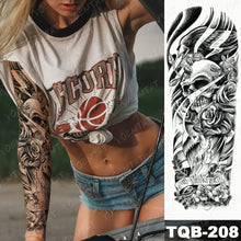 Lade das Bild in den Galerie-Viewer, 2pcs Large Arm Sleeve Tattoo Lion Crown King Rose Waterproof Temporary Tatoo Sticker
