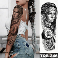 Lade das Bild in den Galerie-Viewer, 2pcs Large Arm Sleeve Tattoo Lion Crown King Rose Waterproof Temporary Tatoo Sticker
