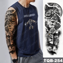 Lade das Bild in den Galerie-Viewer, 2pcs Large Arm Sleeve Tattoo Lion Crown King Rose Waterproof Temporary Tatoo Sticker
