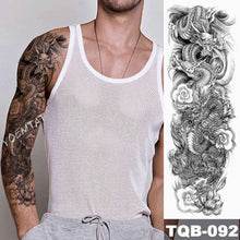 Lade das Bild in den Galerie-Viewer, 2pcs Large Arm Sleeve Tattoo Lion Crown King Rose Waterproof Temporary Tatoo Sticker
