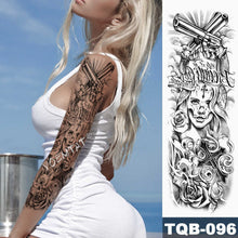 Lade das Bild in den Galerie-Viewer, 2pcs Large Arm Sleeve Tattoo Lion Crown King Rose Waterproof Temporary Tatoo Sticker
