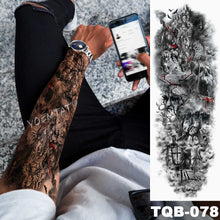 Lade das Bild in den Galerie-Viewer, 2pcs Large Arm Sleeve Tattoo Lion Crown King Rose Waterproof Temporary Tatoo Sticker
