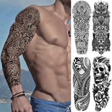 Lade das Bild in den Galerie-Viewer, 2pcs Large Arm Sleeve Tatto Sticker Snake Owl Bear Maori Waterproof Temporary for Women Men
