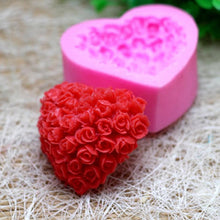 Load image into Gallery viewer, 3D Lovely Heart Flower Rose Silicone Molds for Home Homemade Soap Aromatherapy Candle Cake Decoration
