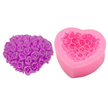 Load image into Gallery viewer, 3D Lovely Heart Flower Rose Silicone Molds for Home Homemade Soap Aromatherapy Candle Cake Decoration

