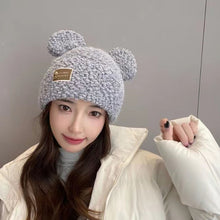 Lade das Bild in den Galerie-Viewer, Warm Winter Knit Beanie Hats Cute Bear Ear Hat Earmuffs Cap for Women Unisex
