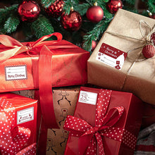 Lade das Bild in den Galerie-Viewer, 250PCs 6 Designs Square 2*3 Inch Red Christmas Stickers Merry Chritmas Labels tape
