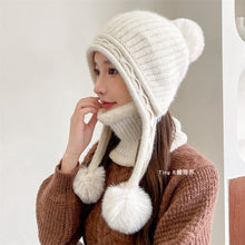 Load image into Gallery viewer, Warm Winter Knit Beanie Hats Wool Cover Cold Protection in Winter Warm Velvet Padded Thickened Fur Ball Ear Protection Unisex
