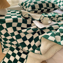 Load image into Gallery viewer, Chessboard Grid Combination Felt Handmade Retro Sofa Cover Lambswool Cover Blanket Air Conditioning Blanket
