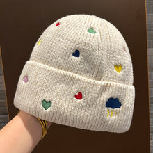 Load image into Gallery viewer, Warm Winter Knit Beanie Hats Rainbow Color Love Embroidered Wool Women Cycling Unisex
