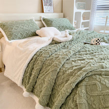 Lade das Bild in den Galerie-Viewer, Autumn and Winter Blanket Thickening Version a Taffeta B Version Jacquard Lambswool Cover Blanket
