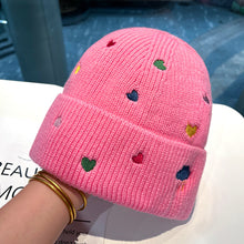 Load image into Gallery viewer, Warm Winter Knit Beanie Hats Rainbow Color Love Embroidered Wool Women Cycling Unisex
