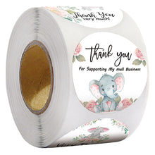 Load image into Gallery viewer, 3x500pcs Xmas Christmas Stickers Roll Label 8 Kinds of Big and Small Elephant Thank You Self- Gift Sealing
