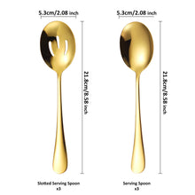 Lade das Bild in den Galerie-Viewer, 304 Stainless Steel Flatware Sets Service Spoon 6 PCs Spoon Public Colander Dish Color Gold
