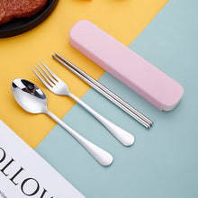 Lade das Bild in den Galerie-Viewer, 304 Stainless Steel Flatware Sets Outdoor Portable Travel Spoon Fork Three-Piece Set Including Chopsticks
