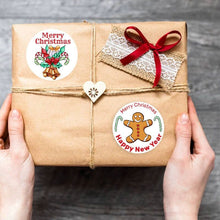 Load image into Gallery viewer, 2x500pcs Christmas Xmas Floral Merry Christmas Christmas Gift Sticker Decorative Label tape
