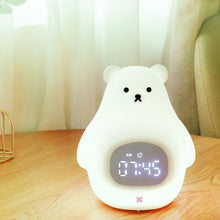 Load image into Gallery viewer, Smart Multi-Function Alarm Clock LED Display Big White Bear Silicone Voice-Activated USB Night Light for Children
