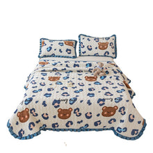 Load image into Gallery viewer, Autumn and Winter Thickening Milk Fiber Three-Piece Quilted Crystal Velvet Lace Thermal Blanket Bed Sheet
