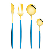 Lade das Bild in den Galerie-Viewer, 304 Stainless Steel Flatware Sets 4 Pcs/set Bright Gold-Plated Tableware Steak Knife and Fork Spoon
