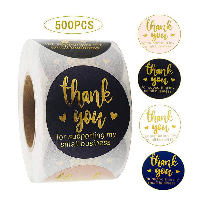 2x500pcs Xmas Christmas  Stickers Roll Label 4 Colors Bronzing Thank You Envelope  Gift Packaging