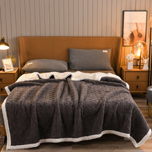 Load image into Gallery viewer, Lambswool Cover Blanket Thick Blanket Warm Milk Fiber Coral Fleece Tower Velvet Bed Sheet
