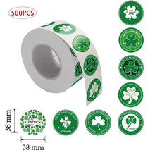 Load image into Gallery viewer, 2x500pcs Christmas Xmas St. Patrick&#39;s Day Irish Four-Leaf Clover Hat Wine Glass Decoration Stickers tape
