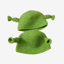 Lade das Bild in den Galerie-Viewer, Warm Winter Knit Beanie Hats Green Monster Shrek Cartoon Cute Headgear Wool Unisex
