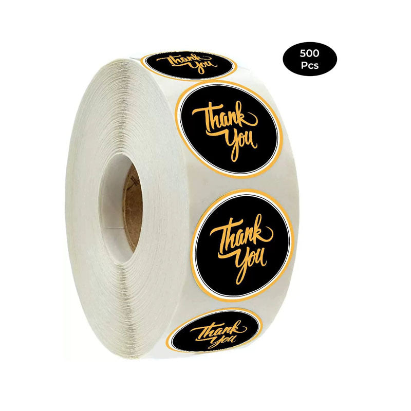 2x500pcs Christmas Xmas Black Background Gold Word Silver Word Thank You Sticker Gift Label tape