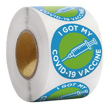 Load image into Gallery viewer, 2x500pcs Xmas Christmas  Stickers Roll Label I Got My Covid-19 Vacuum High Adhesive Waterproof Mark Vaccination
