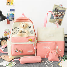 Lade das Bild in den Galerie-Viewer, Cute Bear Doll Junior High School Student Campus Backpack Canvas Student Backpack
