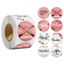 Load image into Gallery viewer, 2x500pcs Xmas Christmas  Stickers Roll Label 8 Pattern Floral Ring Pink Thank Youparty Wedding Goods
