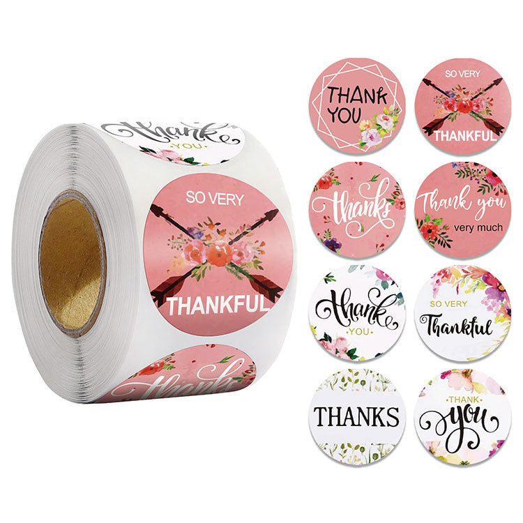 2x500pcs Xmas Christmas  Stickers Roll Label 8 Pattern Floral Ring Pink Thank Youparty Wedding Goods