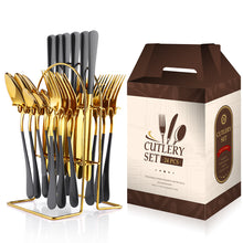Lade das Bild in den Galerie-Viewer, 304 Stainless Steel Flatware Sets 24-Piece Suit Western Food Four Main Pieces Tableware Stand Gift Box Multi-Color

