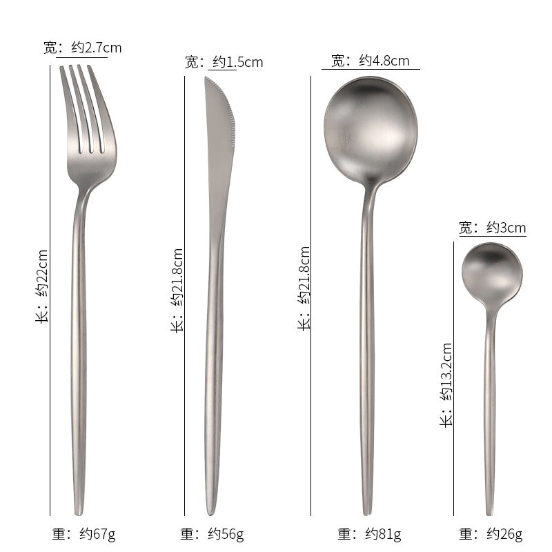 304 Stainless Steel Flatware Sets Spork 4-Piece Thick Steak Knife, Fork and Spoon Spork