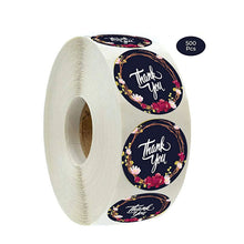 Load image into Gallery viewer, 2x500pcs Christmas Xmas Black Plant Flower Thank You Sticker Gift Label tape
