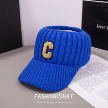 Lade das Bild in den Galerie-Viewer, Warm Winter Knit Beanie Hats Tik Tok Live Stream Internet Celebrity Same Embroidery Big C Topless Hat Unisex

