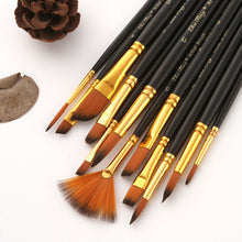 Load image into Gallery viewer, 12 PCs Nylon Wool Art Brush Wooden Watercolor Painting
