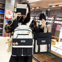 Load image into Gallery viewer, New Five-Piece Schoolbag Female Korean Harajuku Contrast Color Large Capacity
