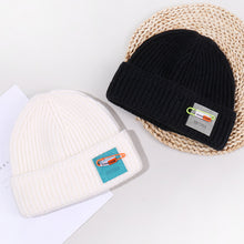 Load image into Gallery viewer, Warm Winter Knit Beanie Hats Patch Couple Melon Skin Autumn And Winter  Solid Color Ladies Unisex
